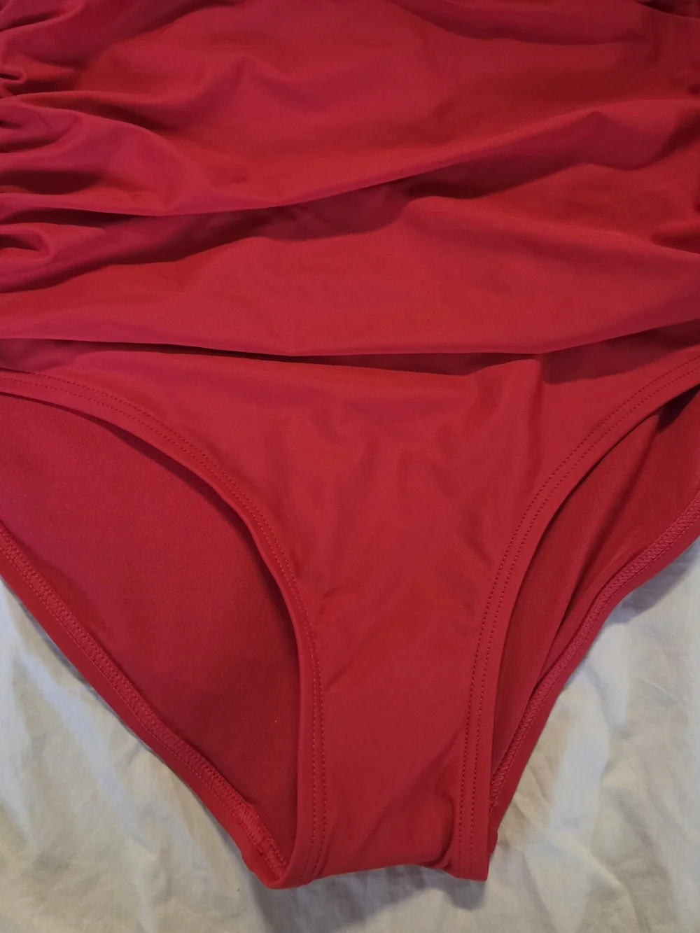 DKNY Red Ruffle Strap One-Piece Swimsuit Nwt Size Medium - Picture 3 of 7